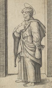 Heiliger Matthäus, ein kleiner Sack in seiner linken Hand, aus der Serie 