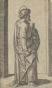 Heiliger Petrus, Schlüssel in der rechten Hand, Buch in der linken, nach rechts gewandt, aus der Serie 