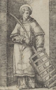 Der heilige Vinzenz, linke Hand auf einem Grill ruhend, aus der Serie 