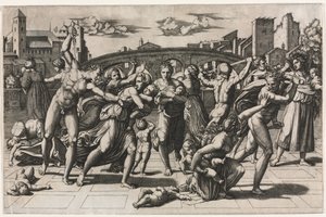 Das Massaker der Unschuldigen (Ohne den Tannenbaum) von Marcantonio Raimondi