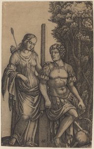 Venus erscheint Aeneas von Marcantonio Raimondi