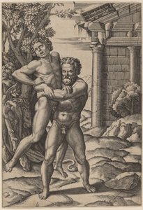 Herkules und Antäus von Marcantonio Raimondi, after Raphael
