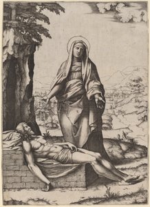 Die Klage der Jungfrau von Marcantonio Raimondi after Raphael