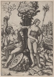Mars, Venus und Eros von Marcantonio Raimondi possibly after Andrea Mantegna