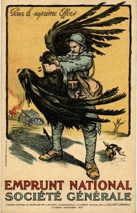 Krieg 1914-1918. Werbeplakat der Société Générale „National Borrowing“ von Marcel Falter