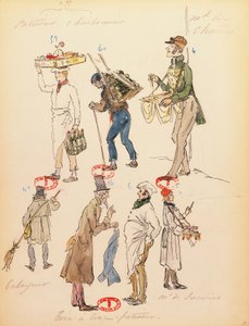 Kostümskizze für Statisten in der Oper La Bohème von Giacomo Puccini, Aufführung an der Pariser Opéra-Comique, 13. Juni