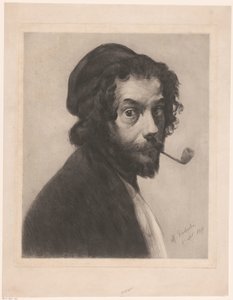 Selbstporträt mit Pfeife von Marcellin Gilbert Desboutin (signed by artist)