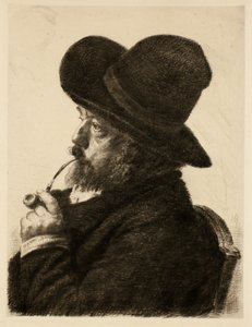 Rauchen mit großem Hut (Selbstporträt) von Marcellin Gilbert Desboutin
