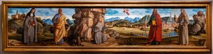 Der heilige Franziskus empfängt die Stigmata unter den Heiligen Klara und Peter, dem seligen Bartolomeo von Breganze, und den Heiligen Paulus und Bernhardin von Marcello Fogolino
