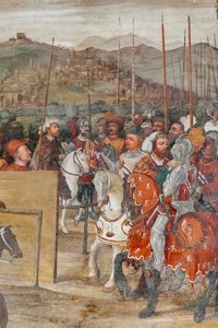 Detail des Besuchs von Christian I. von Dänemark bei Bartolomeo Colleoni, Ehrenhalle