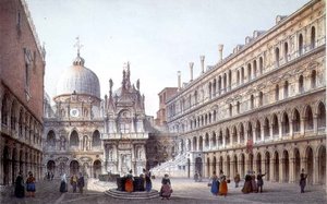 Der Innenhof des Palazzo Ducale, Venedig (gestochen von Brizeghel) von Marco (after) Moro
