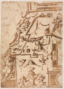 Groteske mit einem springenden Zentaur, verso, ca. 1565-1588 von Marco Marchetti