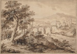 Landschaft mit Brücke, 1700-1729