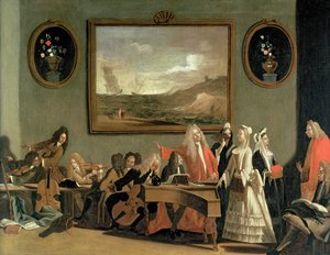 Probe einer Oper, angeblich Pyrrhus und Demetrius, im Proberaum des Haymarket Theaters, 1709