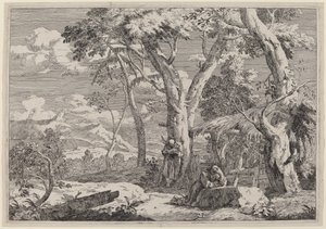 Wildernislandschaft mit zwei Mönchen von Marco Ricci