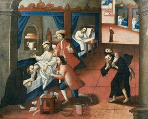 Religiöse Männer behandeln einen Patienten im St. Andrew Hospital, Cuzco