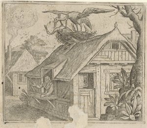 Fabel über Störche und ihre Religion von Marcus Gheeraerts (I) (attributed to)