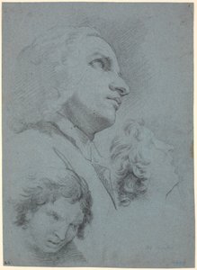 Studienblatt mit drei Köpfen. Studie zu "Das Wunder des San Giuseppe Calasanz" von Marcus Tuscher
