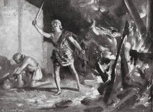 Elamiten brennen und plündern ein babylonisches Dorf