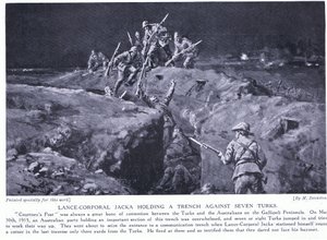 Lance Corporal Jacka gewinnt ein VC, indem er zeigt, wie ein Mann sieben besiegen kann Mai 1915 von Margaret Dovaston