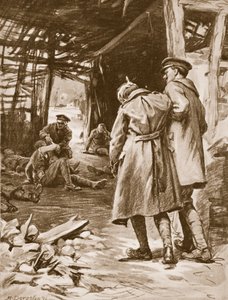 Private J.S. Kerr leistet Erste Hilfe auf einem schwer beschossenen Bauernhof