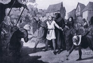 Richards Page erregt Verdacht auf dem Erdburg-Marktplatz 1192 n. Chr.