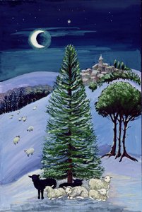 Schafe in einer Winterlandschaft von Margaret Loxton