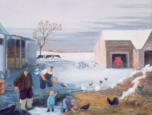 Schnee auf dem Bauernhof