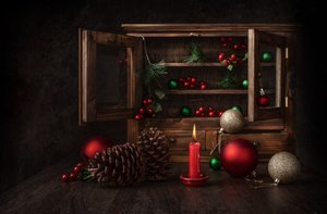 Rustikales Weihnachtsstillleben