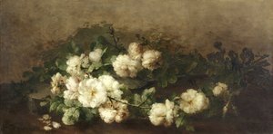 Stillleben mit Gitarre und Rosen von Margaretha Roosenboom