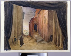 Dekorvorbereitung für die Oper "Der Gast von Pierre" von Alexandre Dargomyjski von Margarita Genrichovna Genke Shifrina