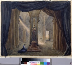 Dekorvorbereitung für die Oper "Der Gast von Pierre" von Alexandre Dargomyjski von Margarita Genrichovna Genke Shifrina