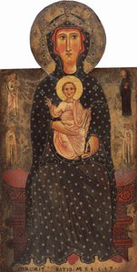 Madonna und Kind auf dem Thron mit vier Heiligen, um 1240-1245 von Margarito d