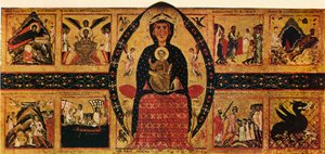Die Jungfrau und das Kind auf dem Thron, mit erzählenden Szenen, ca. 1263, 1911 von Margarito d