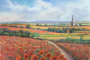 Mohnfeld in den Cotswolds, 2022 von Margo Starkey