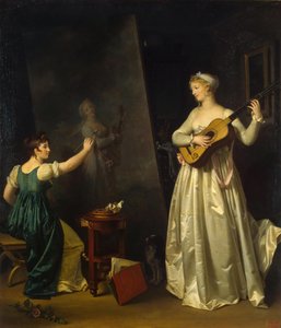 Künstler malt ein Porträt eines Musikers, 1790er