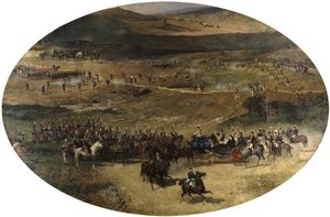 Königin Maria Christina bei der Truppeninspektion von Marià Fortuny