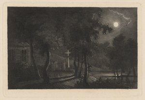 Kapelle am Seeufer bei Mondschein von Maria Anna Fischer