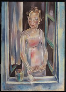 Junges Mädchen am offenen Fenster, ca. 1924 von Maria Blanchard