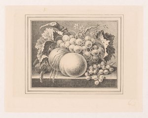 Komposition mit Früchten in einem Rahmen von Maria Geertruida de Goeje Barbiers (attributed to)