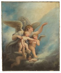 Ein Engel und Putti begleiten die Seele eines Kindes in den Himmel von Maria Hadfield Cosway