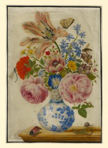 Chinesische Vase mit Rosen, Mohn und Nelken von Maria Sibylla Merian