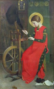 Die heilige Elisabeth von Ungarn spinnt Wolle für die Armen, ca. 1895 von Marianne Stokes