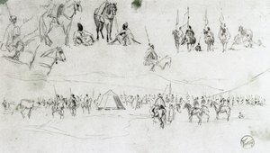 Landschaft mit spanischen Militärs und Mauren von Mariano Fortuny y Marsal
