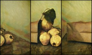 Rustikales Quitten-Stillleben