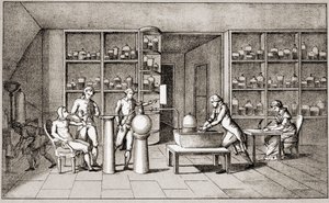 Antoine Laurent de Lavoisier (1743-1794), französischer Chemiker, der ein Experiment zur Atmung des Menschen in Ruhe durchführt. Zeichnung von Frau Lavoisier. Paris 18. Jahrhundert. Leemage-Sammlung von Marie Anne Pierrette Lavoisier