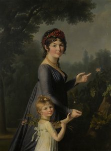 Porträt von Marie Geneviève Lemoine mit ihrer Tochter Anne Aglaé Deluchi in einem Park