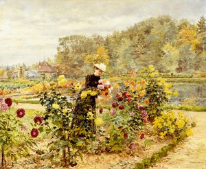Eine elegante Frau in einem Rosengarten von Marie Francois Firmin Girard