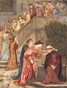 Einige Damen ihrer Gesellschaft versammelten sich mit Beatrice, als sie allein in ihrem Weinen war, und als sie ein- und ausgingen, hörte ich sie über sie sprechen.