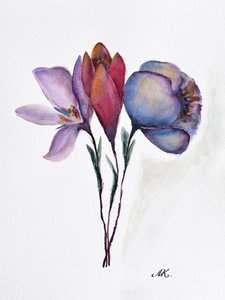 Farbenfrohe Aquarellblüten